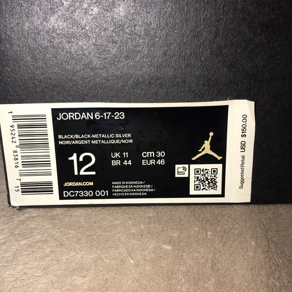 Nike air Jumpman Jordan 6-17-23 black/black metallic silver size 12 New in box - Picture 13 of 15